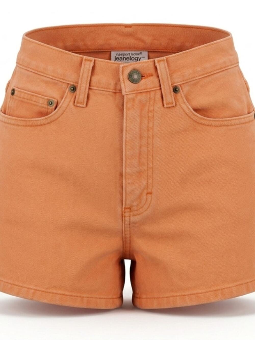 Newport News Jeanology Orange High Waist Denim Shorts Women Size 4
